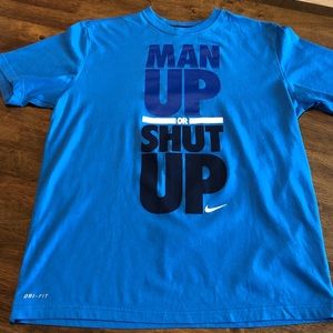 EUC Nike Dri-Fit Boys Tee “Shut up or give up” YL